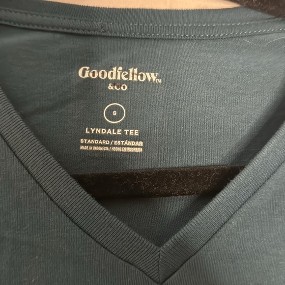 NWT GOODFELLOW & CO TEAL SHORT SLEEVE V-NECK (S) - Picture 4 of 7